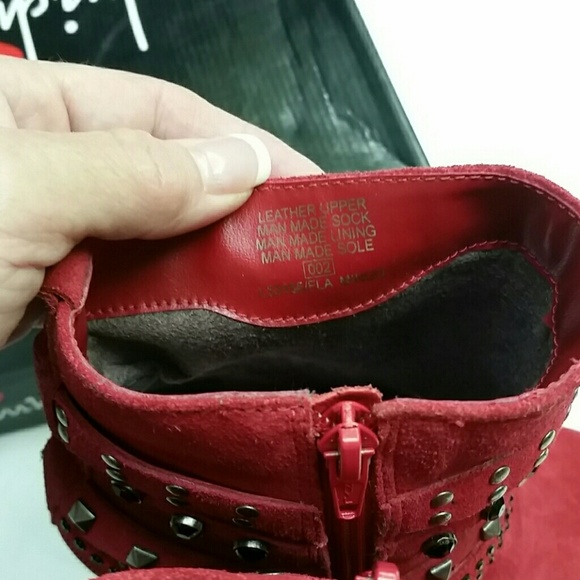 Red Suede Platform Boots - Picture 8 of 8